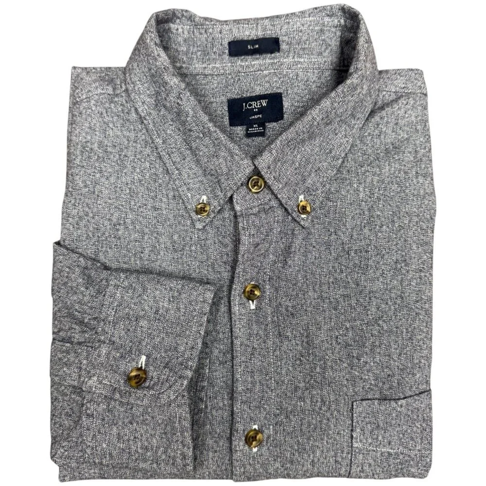EUC Men's J. CREW Slim Jaspe Button-Down Shirt Navy |‎ Size XL